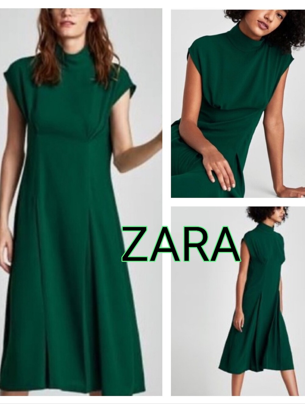 Zara green Midi Dress
